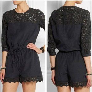 Madewell black eyelet lace Bistro romper C5783